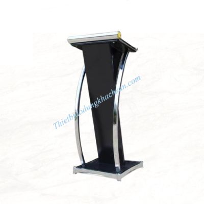Bục phát biểu inox trắng gỗ đen