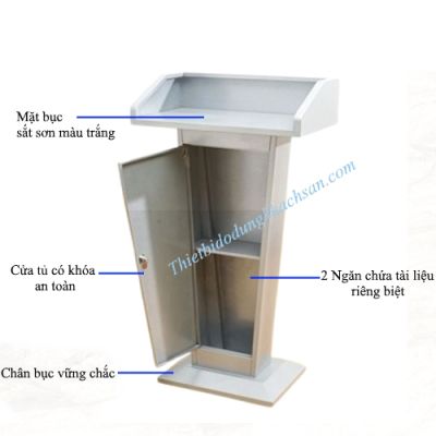 Bục phát biểu sắt sơn màu trắng