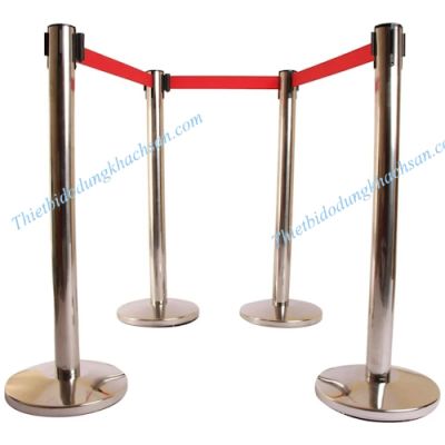 Cột chắn inox dây căng 3m đỏ