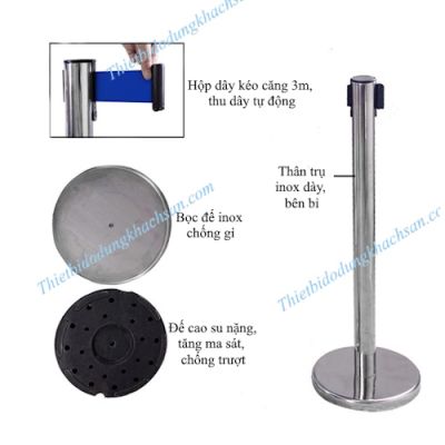 Cột chắn inox dây căng 3m xanh