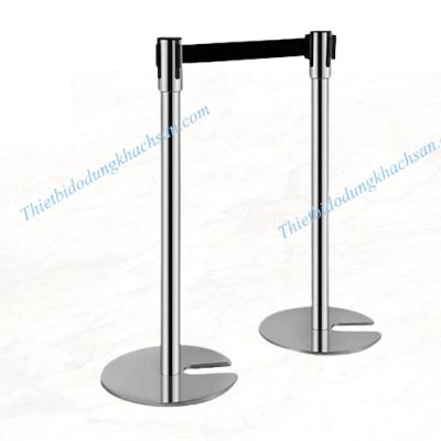 Cột chắn inox dây kéo 2m chân xếp gọn