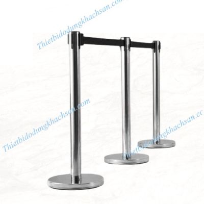 Cột chắn inox dây kéo 5m đen