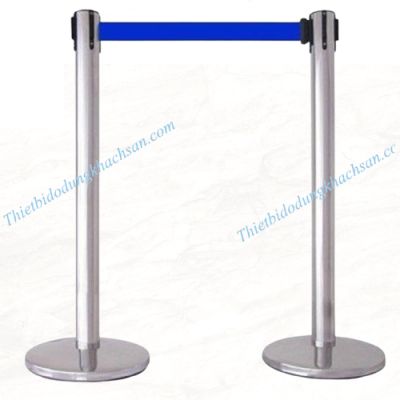 Cột chắn inox dây kéo 5m xanh
