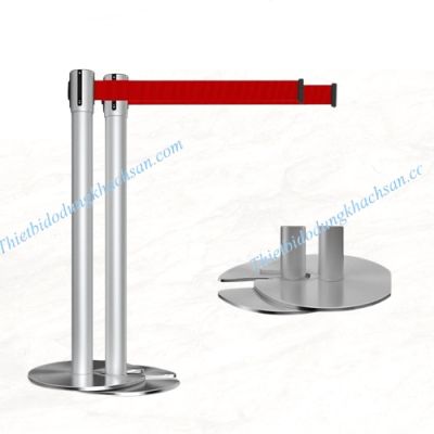 Cột chắn inox dây kéo chân xếp gọn chữ U 3m