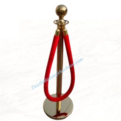 Cột chắn inox vàng dây nhung