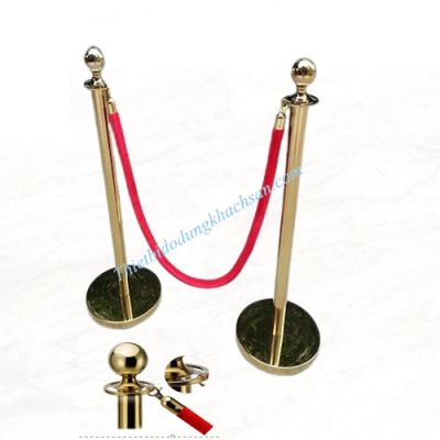 Cột chắn inox vàng dây nhung