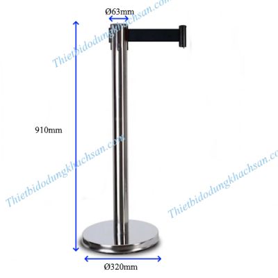 Cột chắn inox trắng 2m dây đen