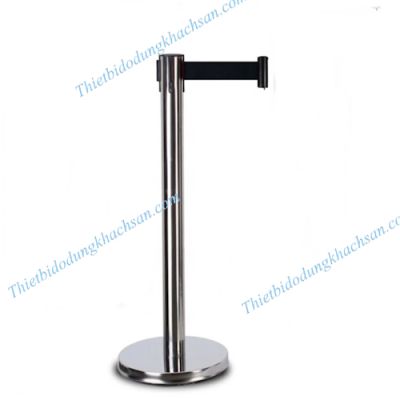 Cột chắn inox trắng 2m dây đen