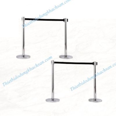 Cột chắn inox trắng 2m dây đen