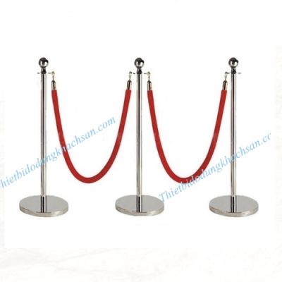 Cột chắn inox trắng dây nhung