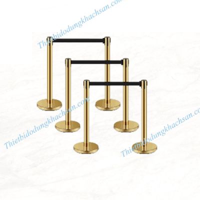 Cột inox vàng dây kéo căng 3m đen