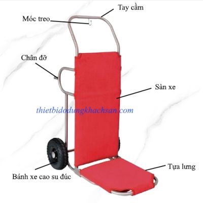 Xe đẩy hành lý 2 bánh inox trắng