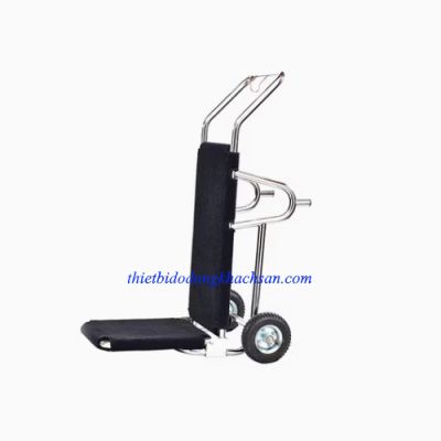 Xe đẩy hành lý 2 bánh inox trắng