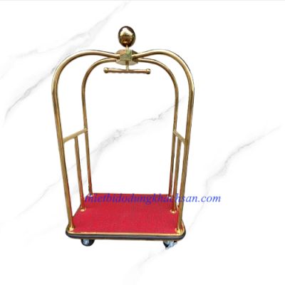 Xe đẩy hành lý khách sạn inox vàng 304