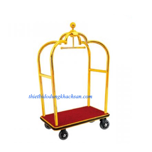 Xe đẩy hành lý inox vàng bánh xe lớn
