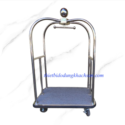 Xe đẩy hành lý khách sạn inox 304 trắng
